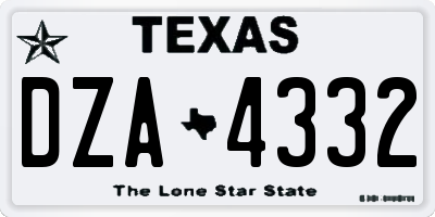 TX license plate DZA4332