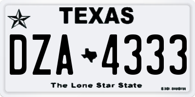TX license plate DZA4333