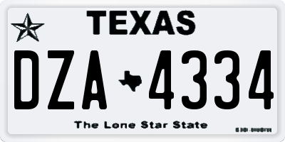 TX license plate DZA4334