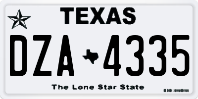 TX license plate DZA4335