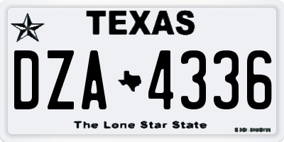 TX license plate DZA4336