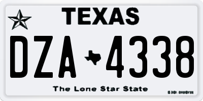 TX license plate DZA4338