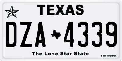 TX license plate DZA4339