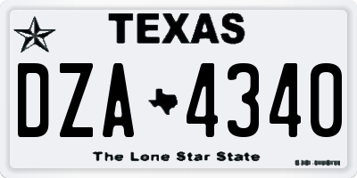 TX license plate DZA4340