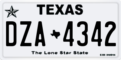 TX license plate DZA4342