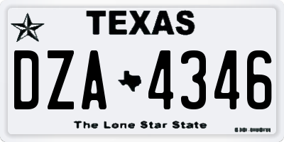 TX license plate DZA4346