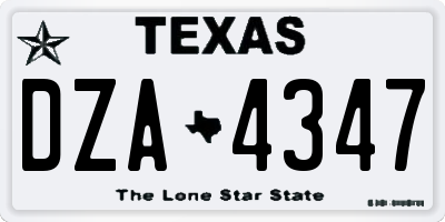 TX license plate DZA4347