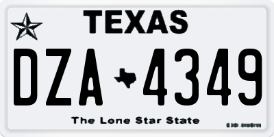 TX license plate DZA4349