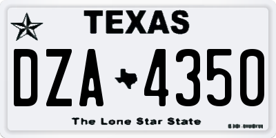 TX license plate DZA4350