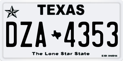 TX license plate DZA4353