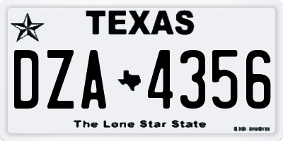 TX license plate DZA4356