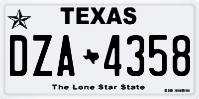 TX license plate DZA4358