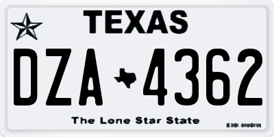 TX license plate DZA4362