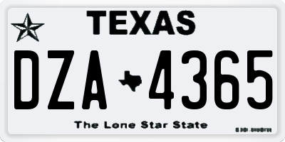 TX license plate DZA4365