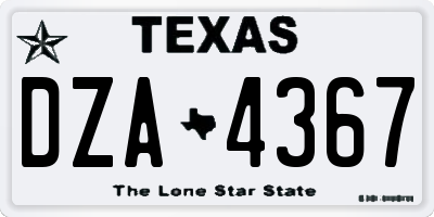 TX license plate DZA4367