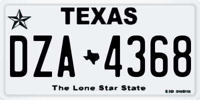 TX license plate DZA4368
