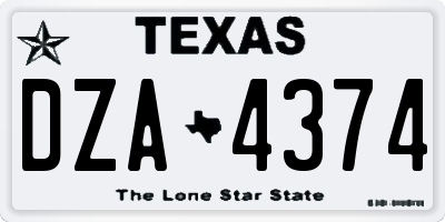 TX license plate DZA4374