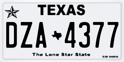 TX license plate DZA4377