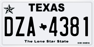TX license plate DZA4381