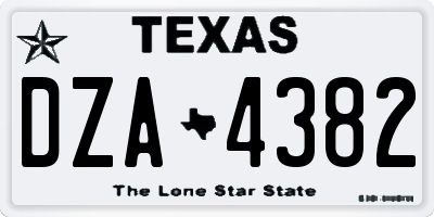 TX license plate DZA4382