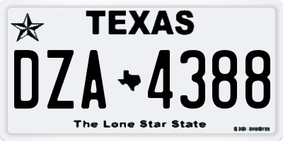 TX license plate DZA4388