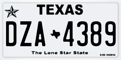 TX license plate DZA4389