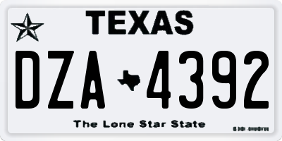 TX license plate DZA4392