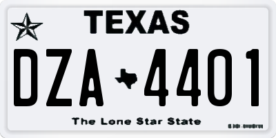 TX license plate DZA4401