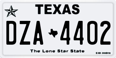 TX license plate DZA4402