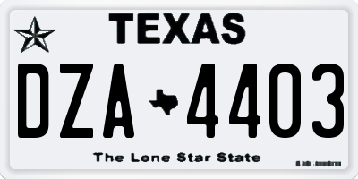TX license plate DZA4403