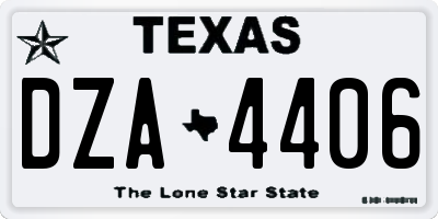 TX license plate DZA4406