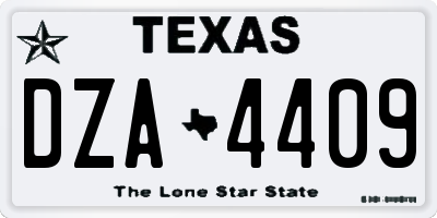 TX license plate DZA4409