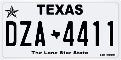 TX license plate DZA4411