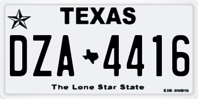TX license plate DZA4416