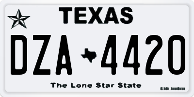 TX license plate DZA4420