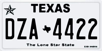 TX license plate DZA4422