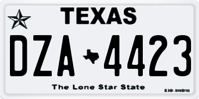 TX license plate DZA4423