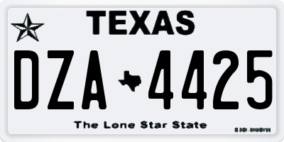 TX license plate DZA4425