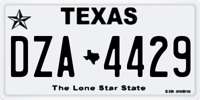 TX license plate DZA4429