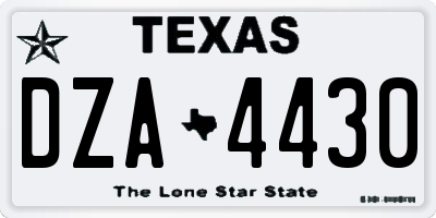 TX license plate DZA4430