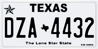 TX license plate DZA4432