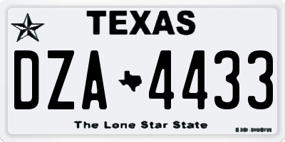 TX license plate DZA4433