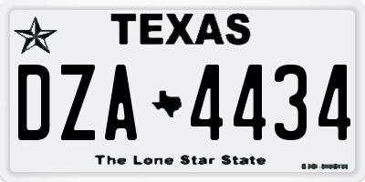 TX license plate DZA4434
