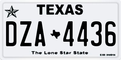 TX license plate DZA4436
