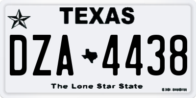 TX license plate DZA4438