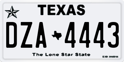 TX license plate DZA4443