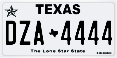TX license plate DZA4444