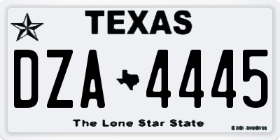 TX license plate DZA4445