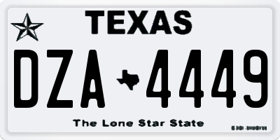 TX license plate DZA4449