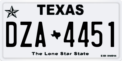 TX license plate DZA4451